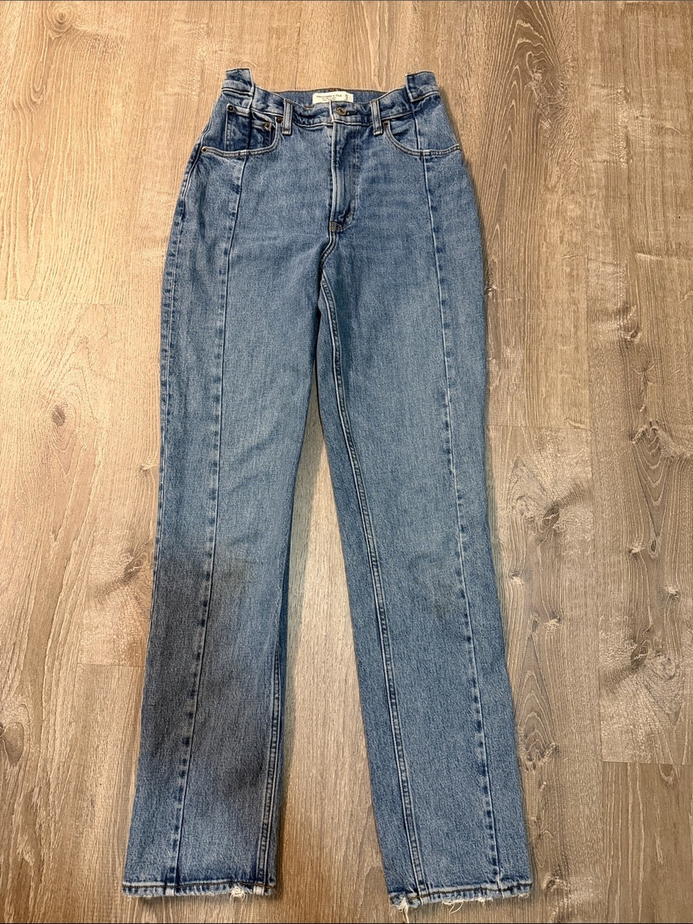Abercrombie & Fitch Curve Love Jeans Women's 27/4L The 90s Straight Blue Denim